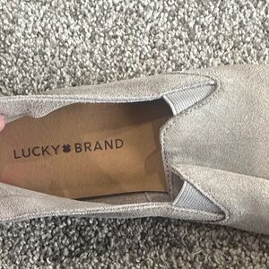 Lucky Brand Light Gray Suede Slip-Ons